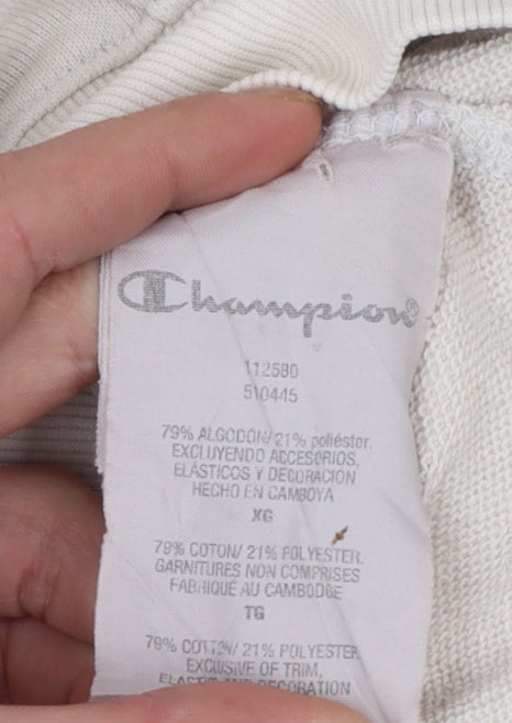 Champion Womens Beige XL Pullover Hoodie Cotton Blend Casual Sweatshirt