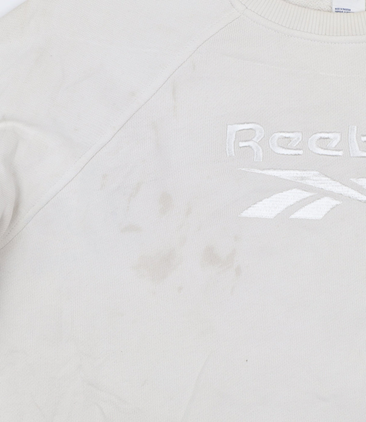 Reebok Womens Beige Sweatshirt Small Crew Neck Logo Cotton Blend