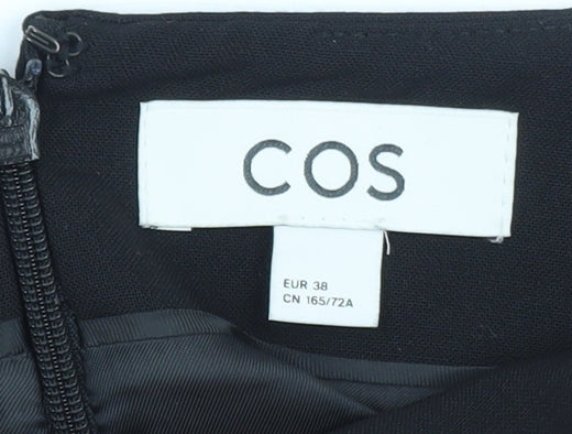 COS Women Black Wool Blend A-Line Knee Length Skirt Size 10
