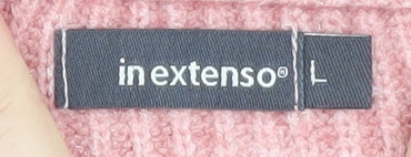 In Extenso Women's Pink V-Neck Rib Knit Pullover Jumper Size L