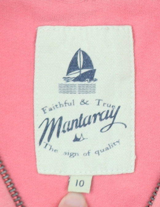 Mantaray Women's Pink Full Zip Hoodie Size 10 Cotton Lined Casual