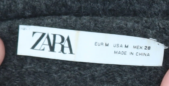 Zara Women Grey Wool Blend Roll Neck Jumper Size 12