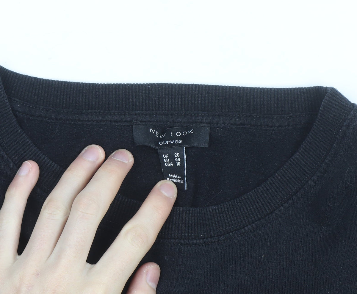New Look Curves Black Self Love Graphic Pullover Sweatshirt UK 20
