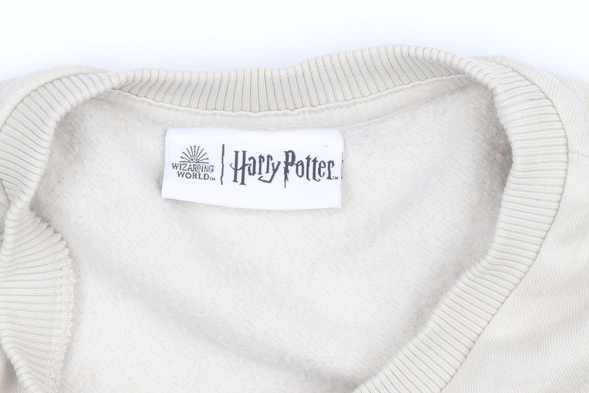 Harry Potter Women Beige Mandrake Print Pullover Sweatshirt Size S 8-10