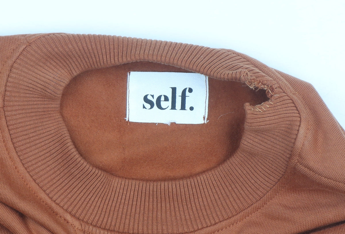 Self Women’s Brown Oversized Crew Neck Sweatshirt XL Cotton