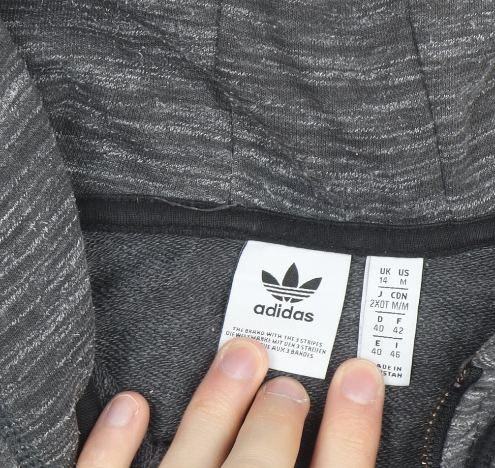 Adidas Men's Grey Full Zip Hoodie Size M Lightweight Sportswear