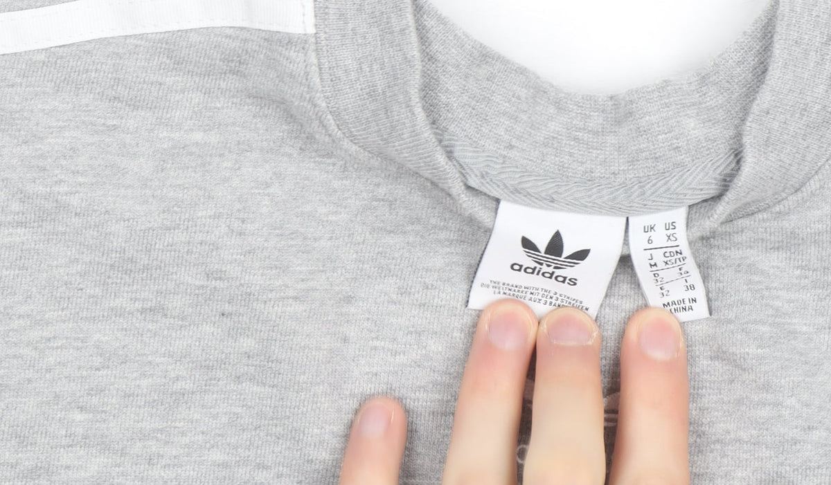 Adidas Womens Grey Cropped Pullover Sweatshirt XS