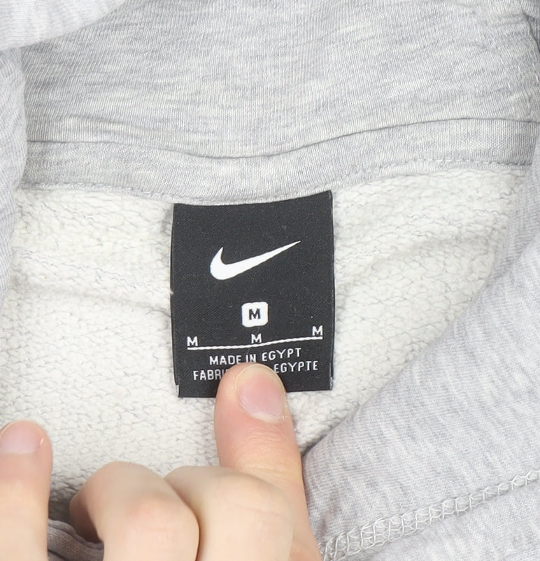 Nike Men's Grey Pullover Hoodie Size M Fleece Regular Fit