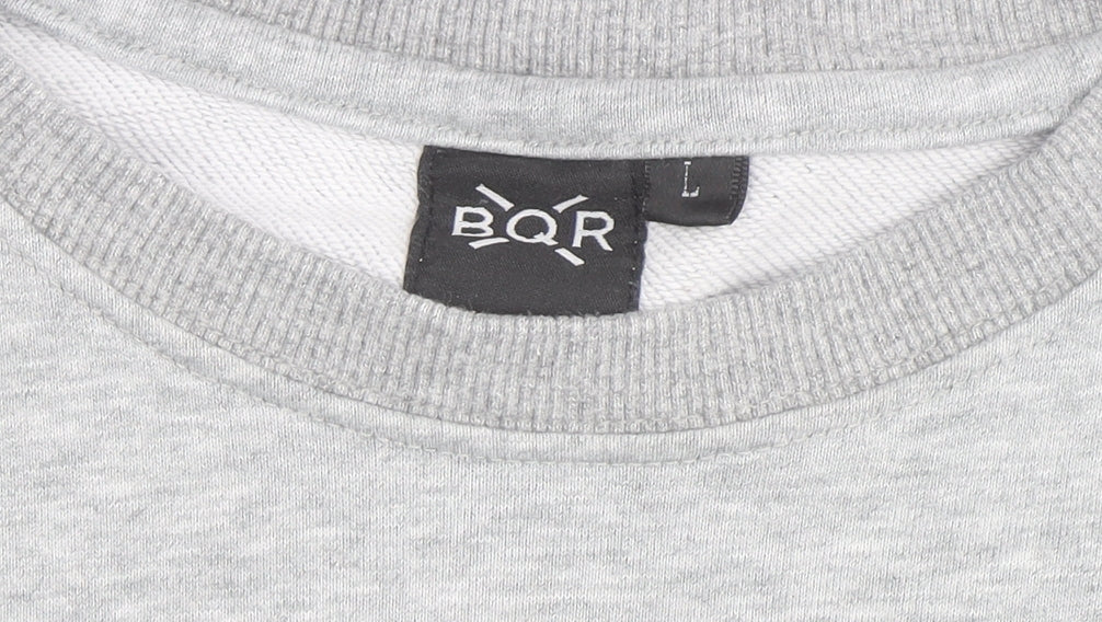 BQR Men's Grey Graphic Pullover Sweatshirt L Regular Fit