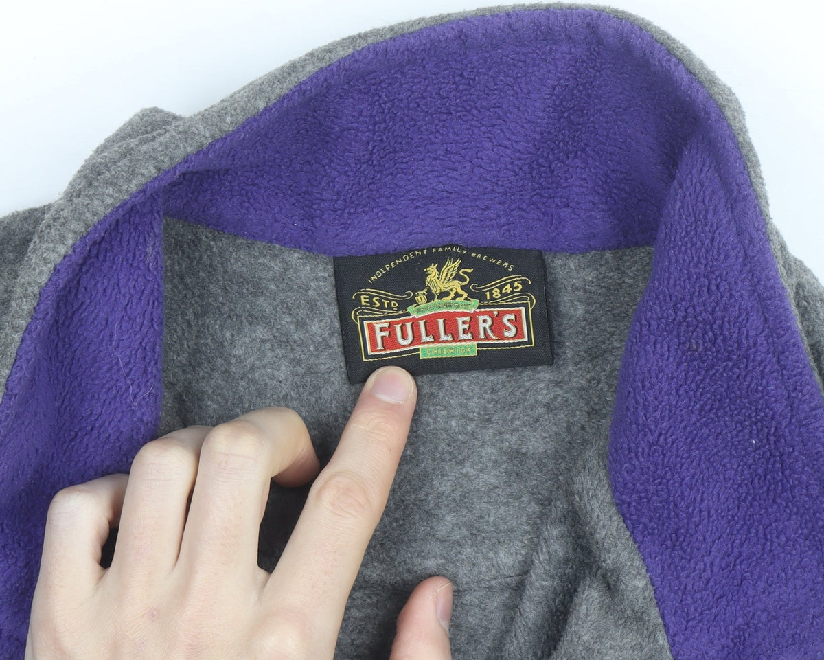 Fuller's Men's Grey Fleece Zip Vest M Embroidered Jack Frost Logo