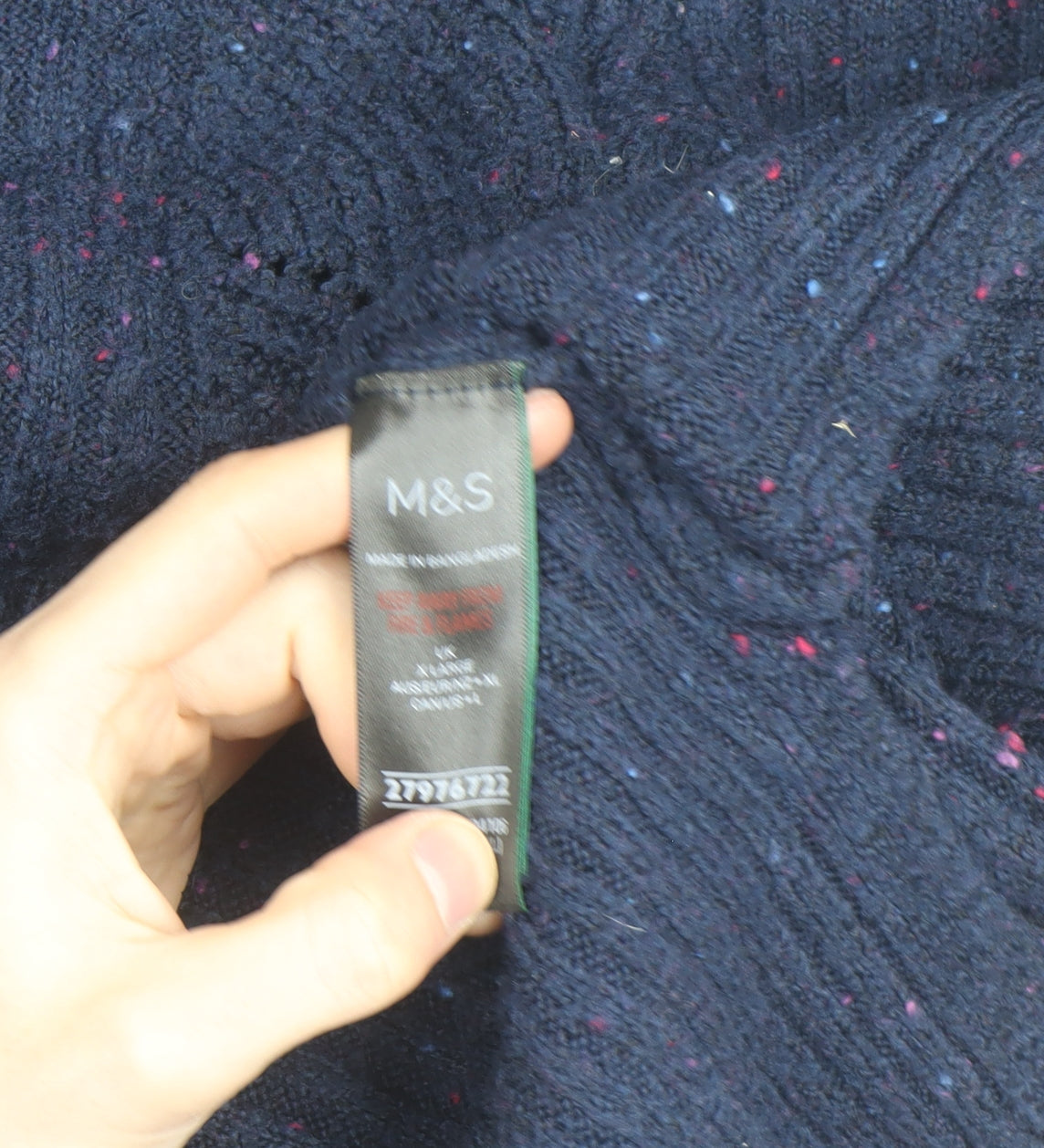 Marks & Spencer Men's Blue Half Zip Knit Jacket Size L