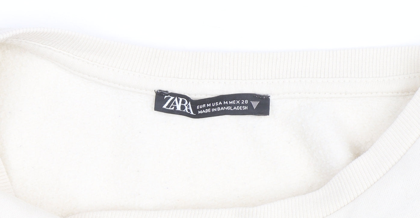 ZARA Women Ivory Fleece Long Sleeve Pullover Jumper Size 12