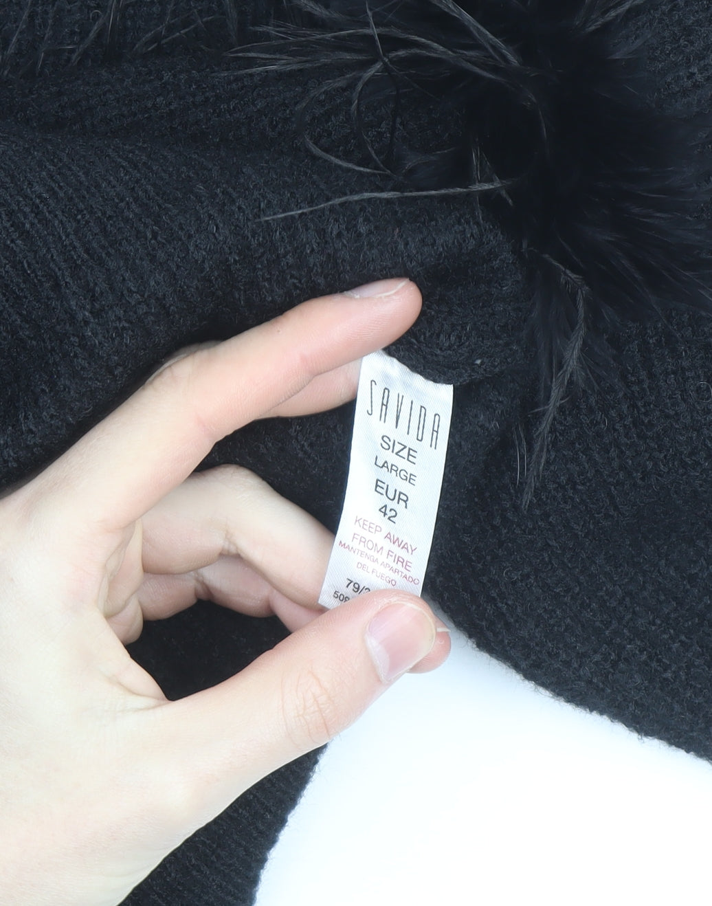 Savida Womens Black Feather Trim Pullover Jumper Size 14