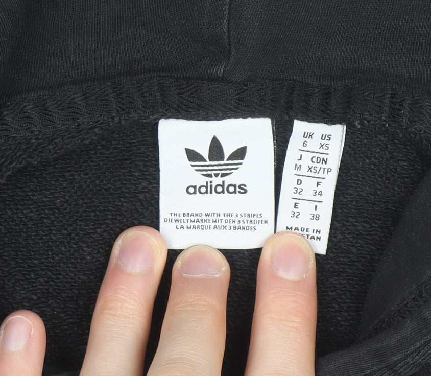 Adidas Women's Black XS Trefoil Pullover Hoodie Cotton Blend