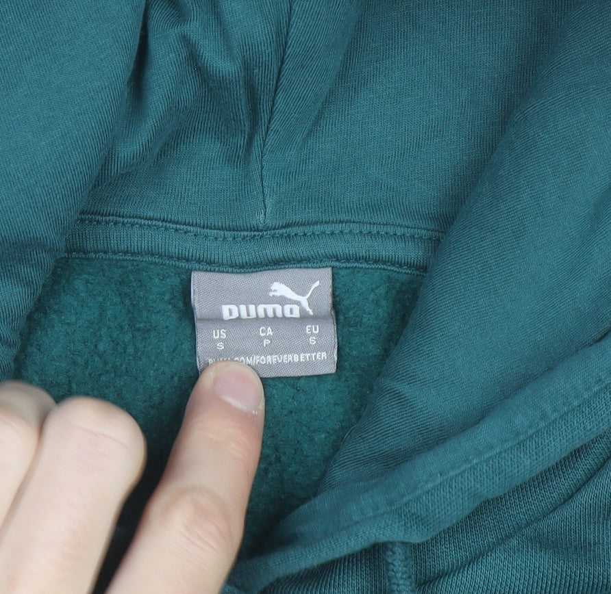Puma Men's Green Pullover Hoodie S Regular Fit Fleece Sweatshirt