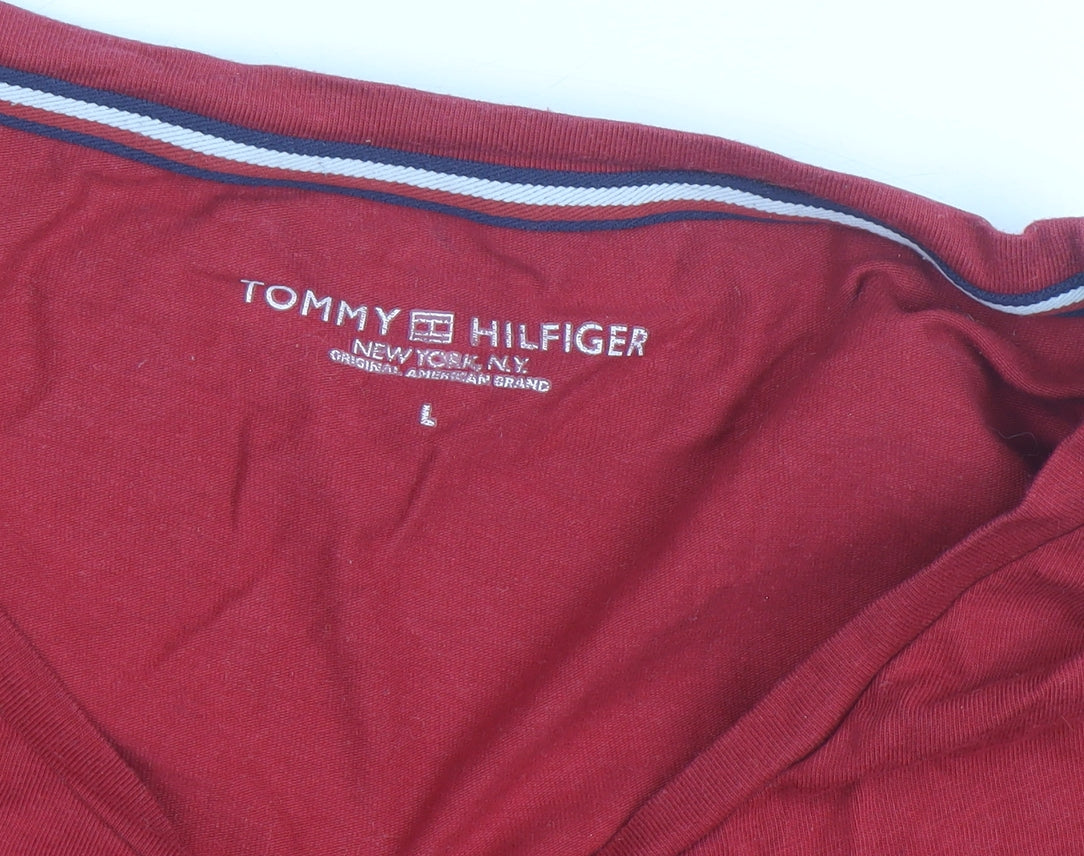 Tommy Hilfiger Women Red Cotton Basic T-Shirt L