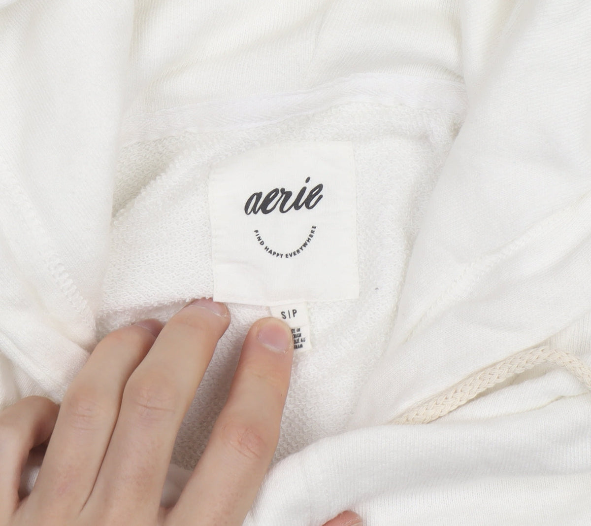 Aerie Women’s White Small Henley Hooded Cotton Jumper