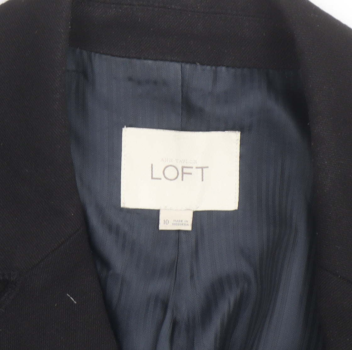 Loft Womens Black Blazer Jacket Size 10 Regular Fit Business Casual