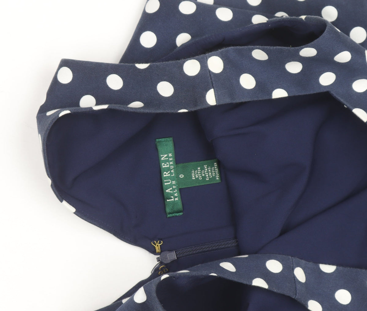 Ralph Lauren Women Blue White Polka Dot Sheath Dress Size 4