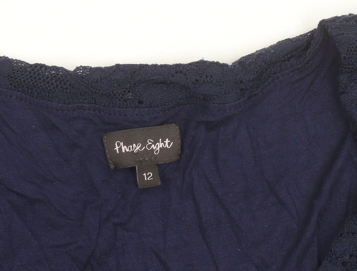 Phase Eight Women's Blue Lace 3/4 Sleeve Blouse Size 12