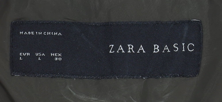 Zara Basic Women’s Brown Quilted Jacket L Longline Padded Coat