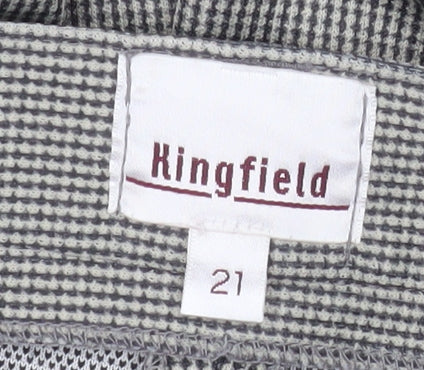 Kingfield Men's Grey Check Pleated Trousers Size 21in Regular Fit