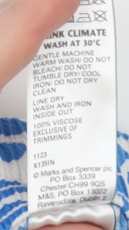 Marks & Spencer Womens Blue White Shorts Size 8 Viscose Casual Summer