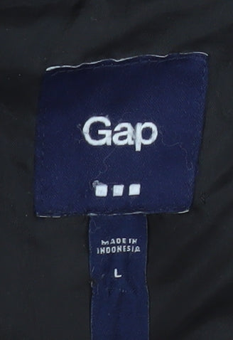Gap Men's Black L Puffer Jacket Regular Fit Quilted Winter Coat