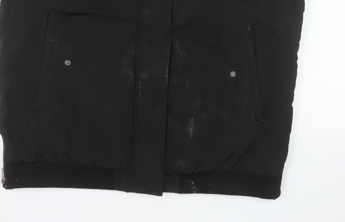 French Connection Men's Black Bomber Jacket Size S Lined Winter Coat