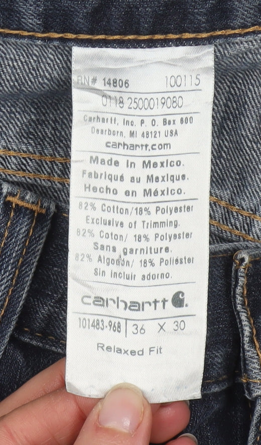 Carhartt Men's Blue Relaxed Fit Straight Leg Jeans 36x30