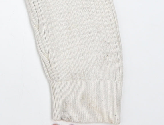 Nautica Men's White Cotton Cable-Knit Crew Neck Jumper XL