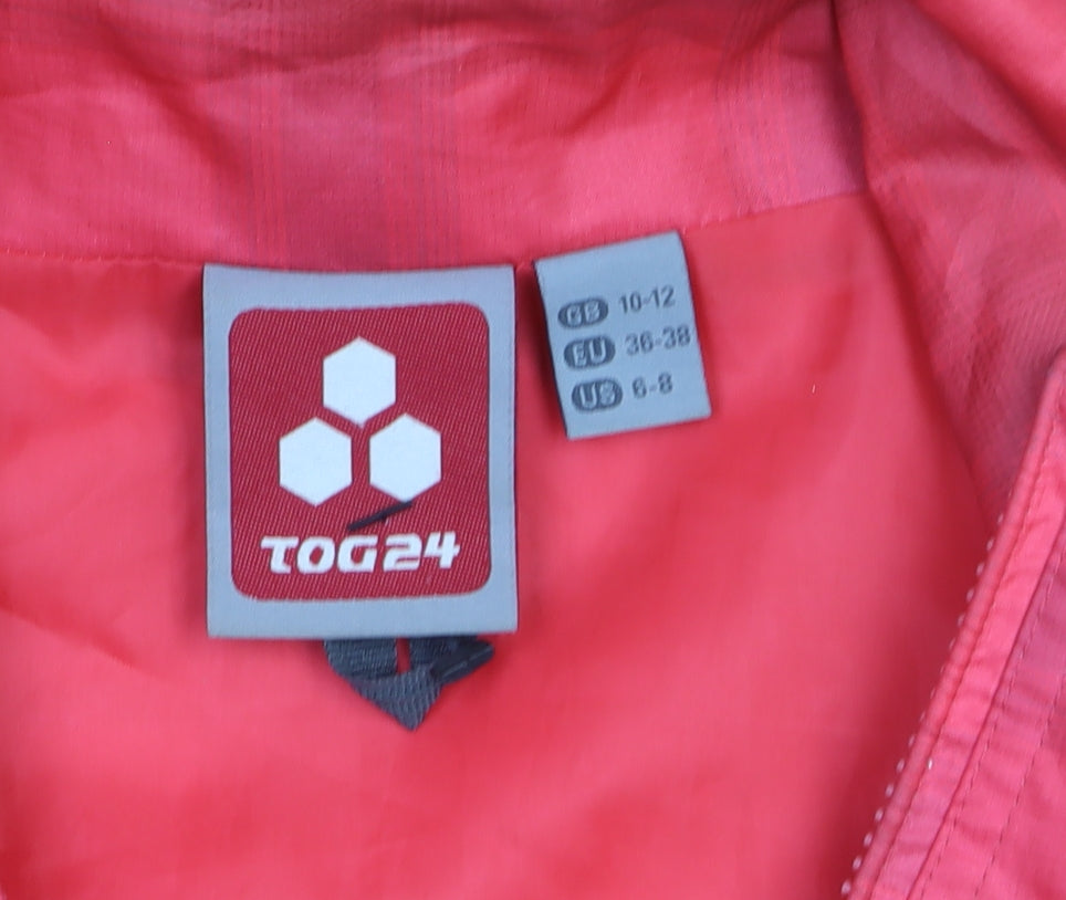 TOG24 Womens Red Hooded Waterproof Rain Jacket Size 10-12