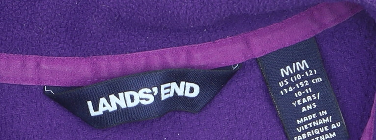 Lands' End Girls Purple Fleece 1/4 Zip Pullover Sweatshirt 10-11 Years