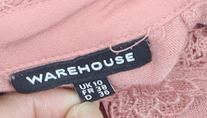 Warehouse Women’s Pink Lace Collar Knit Jumper Size 10