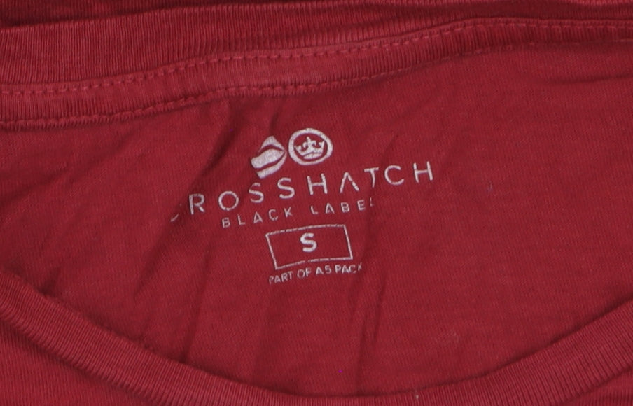 Crosshatch Men's Red Cotton Crew Neck Short Sleeve T-Shirt Size S