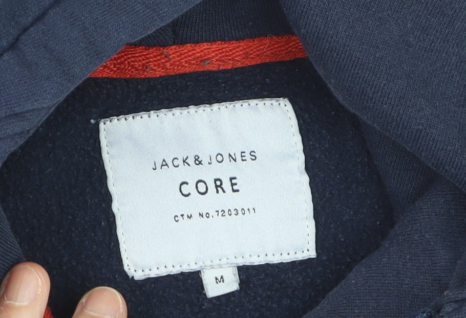 Jack & Jones Men’s Blue Full Zip Hoodie Size M Cotton Blend