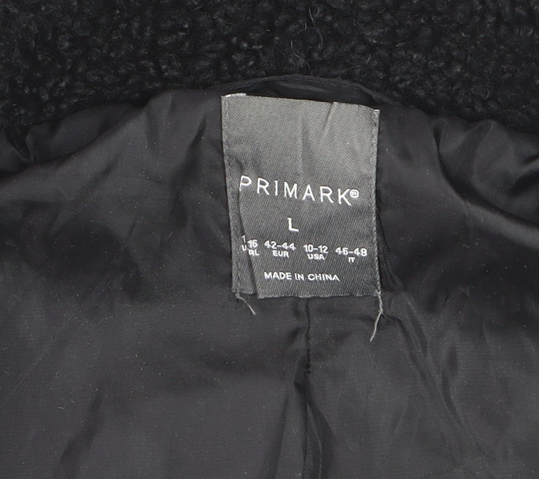 Primark Women’s Black L Bomber Jacket Fleece Full Zip Casual
