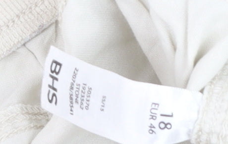 BHS Women’s Beige Cotton Blend Capri Trousers Size 18