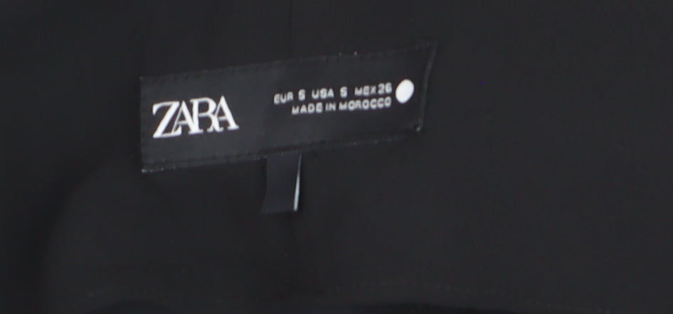 Zara Women Black Bow Shift Dress Size S Sleeveless Party Short