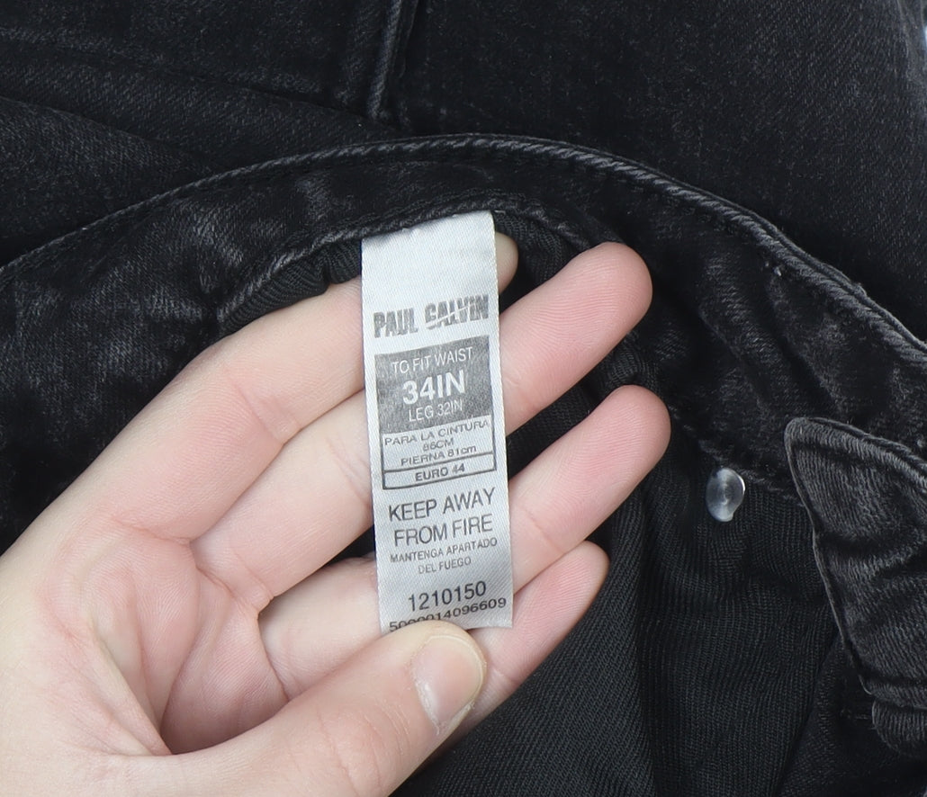 Paul Galvin Men's Black Slim Cargo Jeans 34W 32L Denim