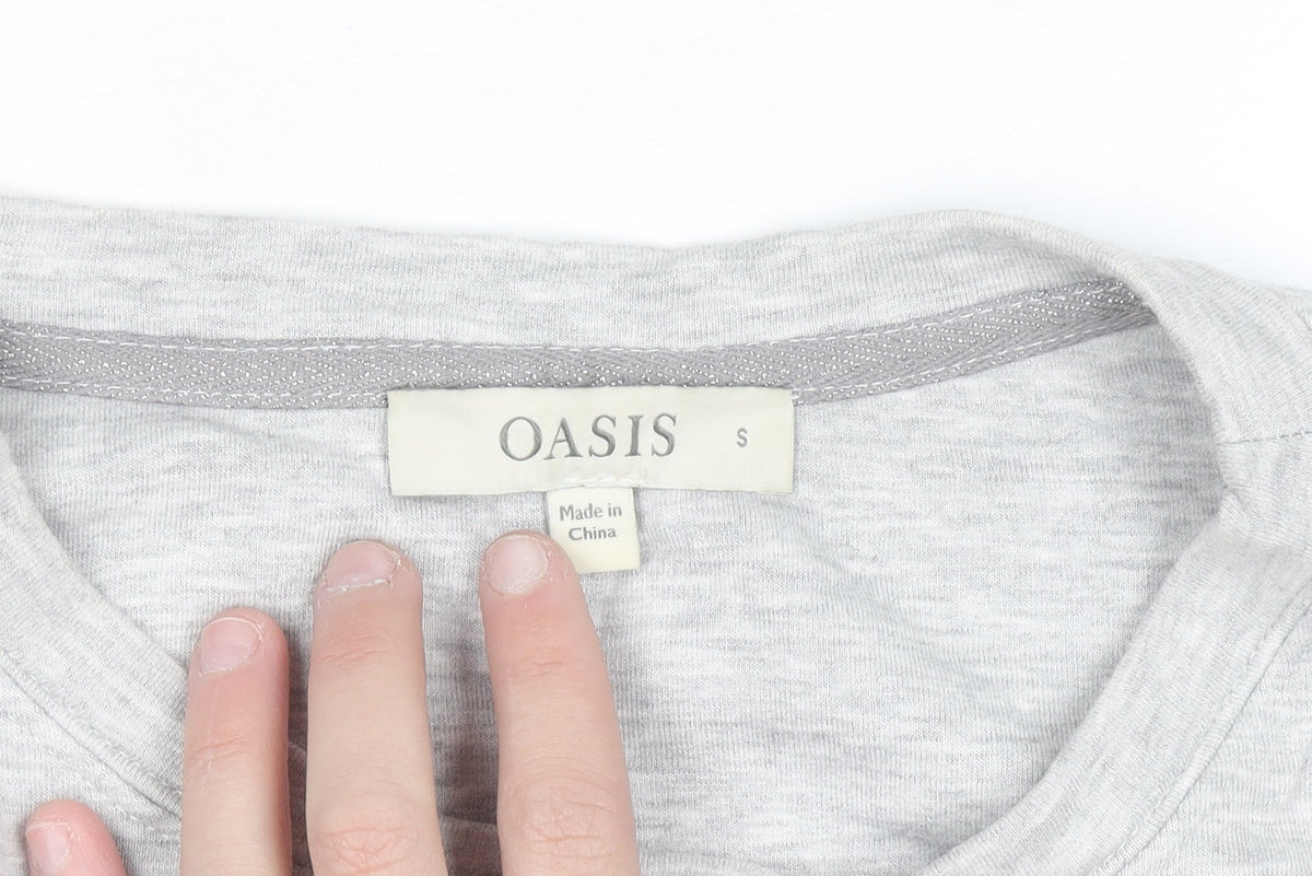 Oasis Womens Grey Sequin Star Long Sleeve Pullover Sweatshirt Size S