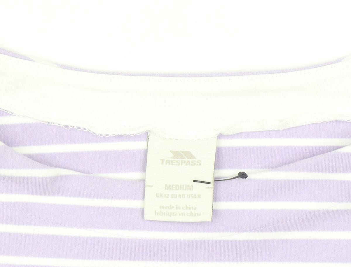 Trespass Women’s Lilac Striped Pullover Sweatshirt UK 12 Medium