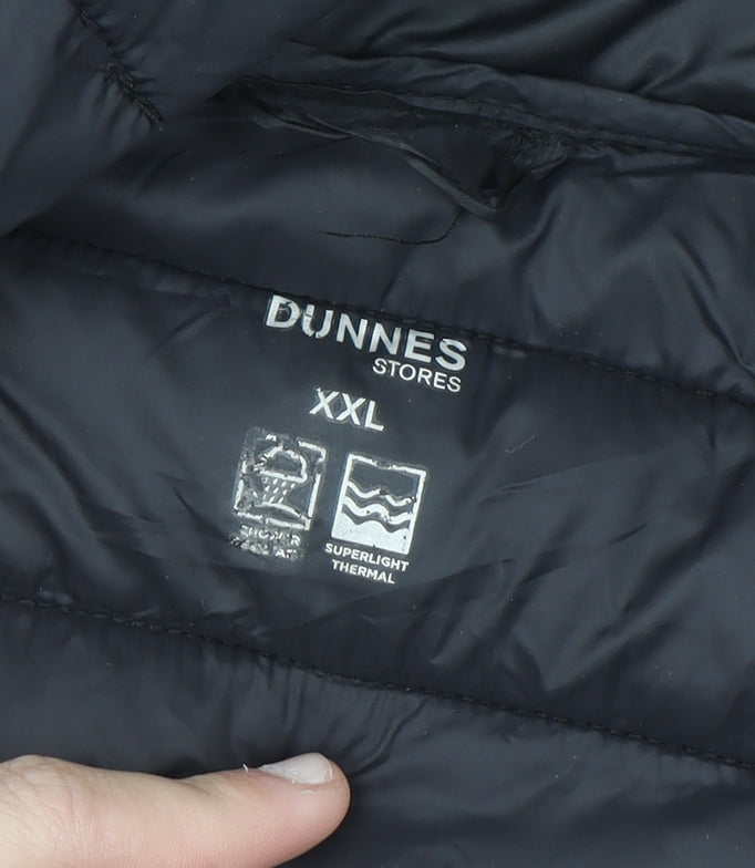 Dunnes Stores Men Black 2XL Hooded Puffer Coat Lightweight