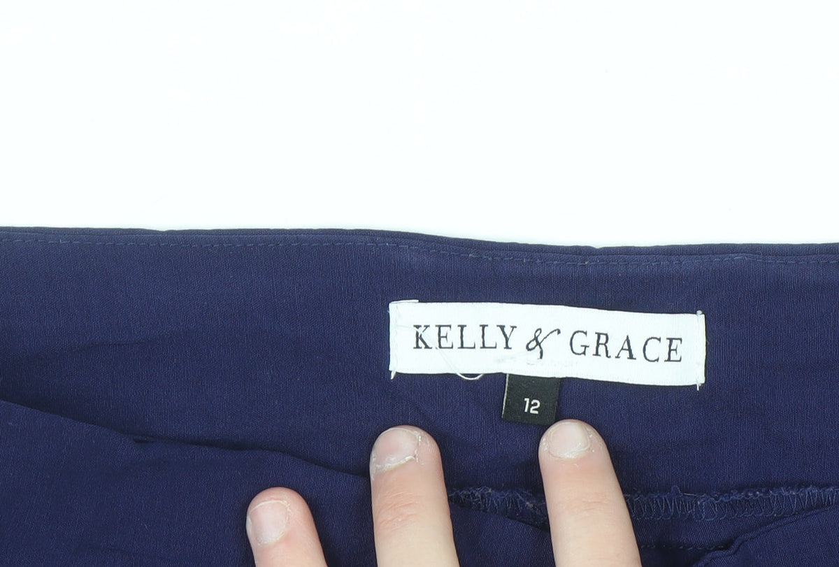Kelly & Grace Women's Blue Slim Fit Stretch Trousers Size 12