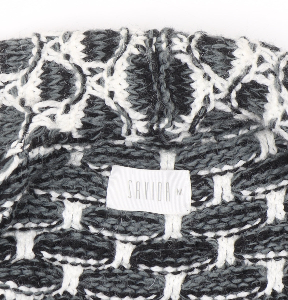 Savida Women's Black & White Chunky Knit Cardigan M