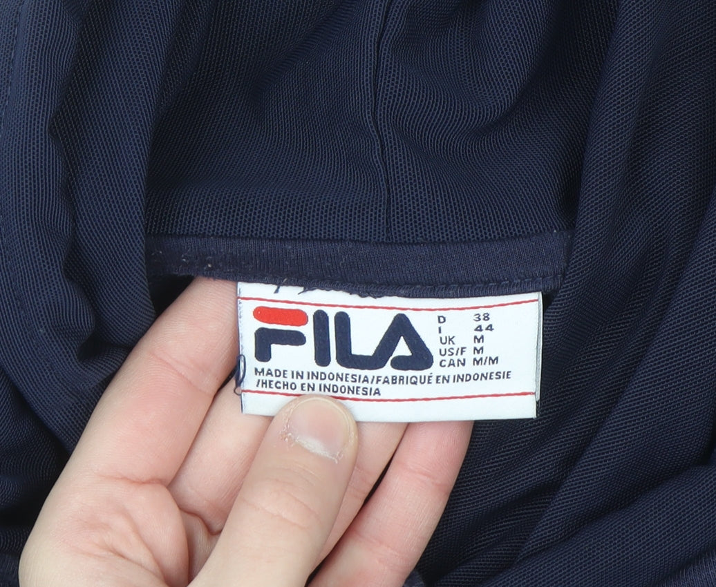 Fila Women's Navy Cropped Hoodie Size M Cotton Blend Logo Pullover