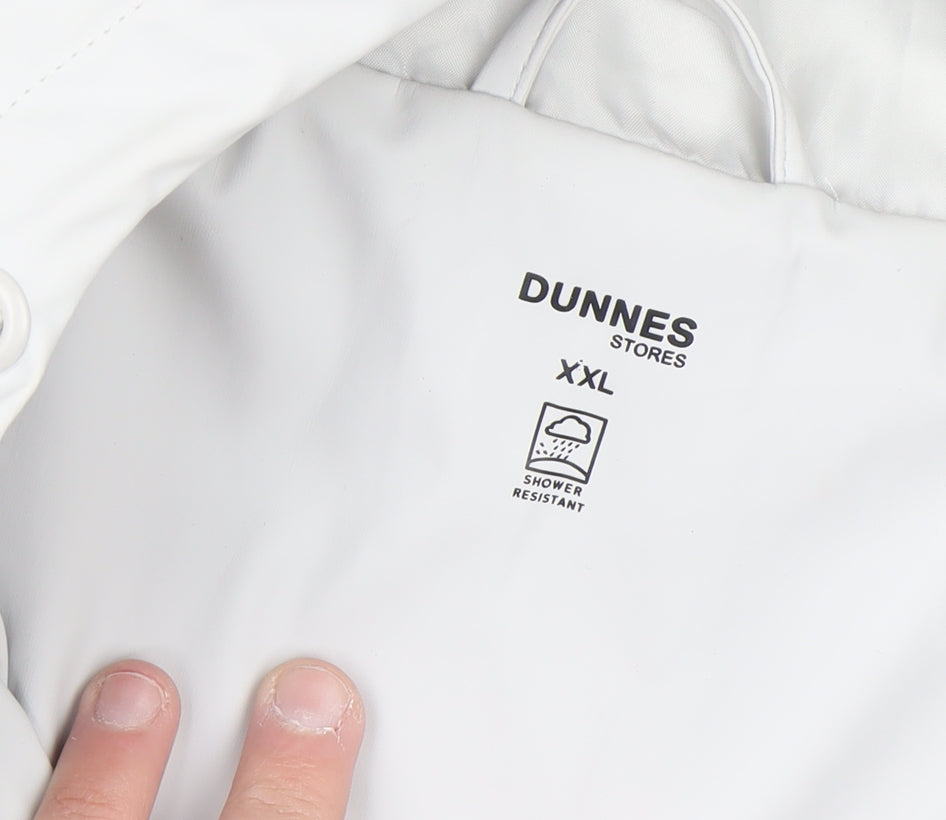 Dunnes Stores Women’s White 2XL Hooded Waterproof Rain Coat Jacket
