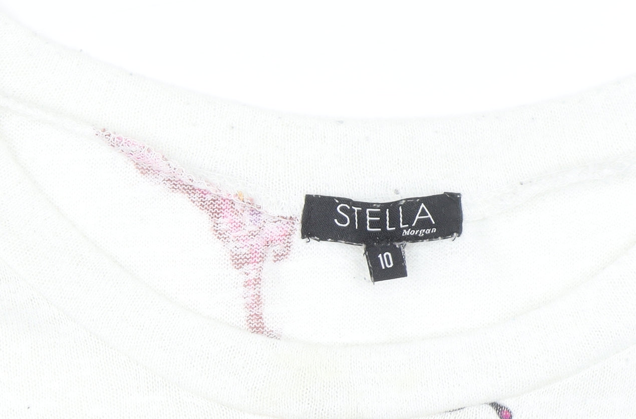 Stella Morgan Womens White Butterfly Print Pullover Jumper Size 10