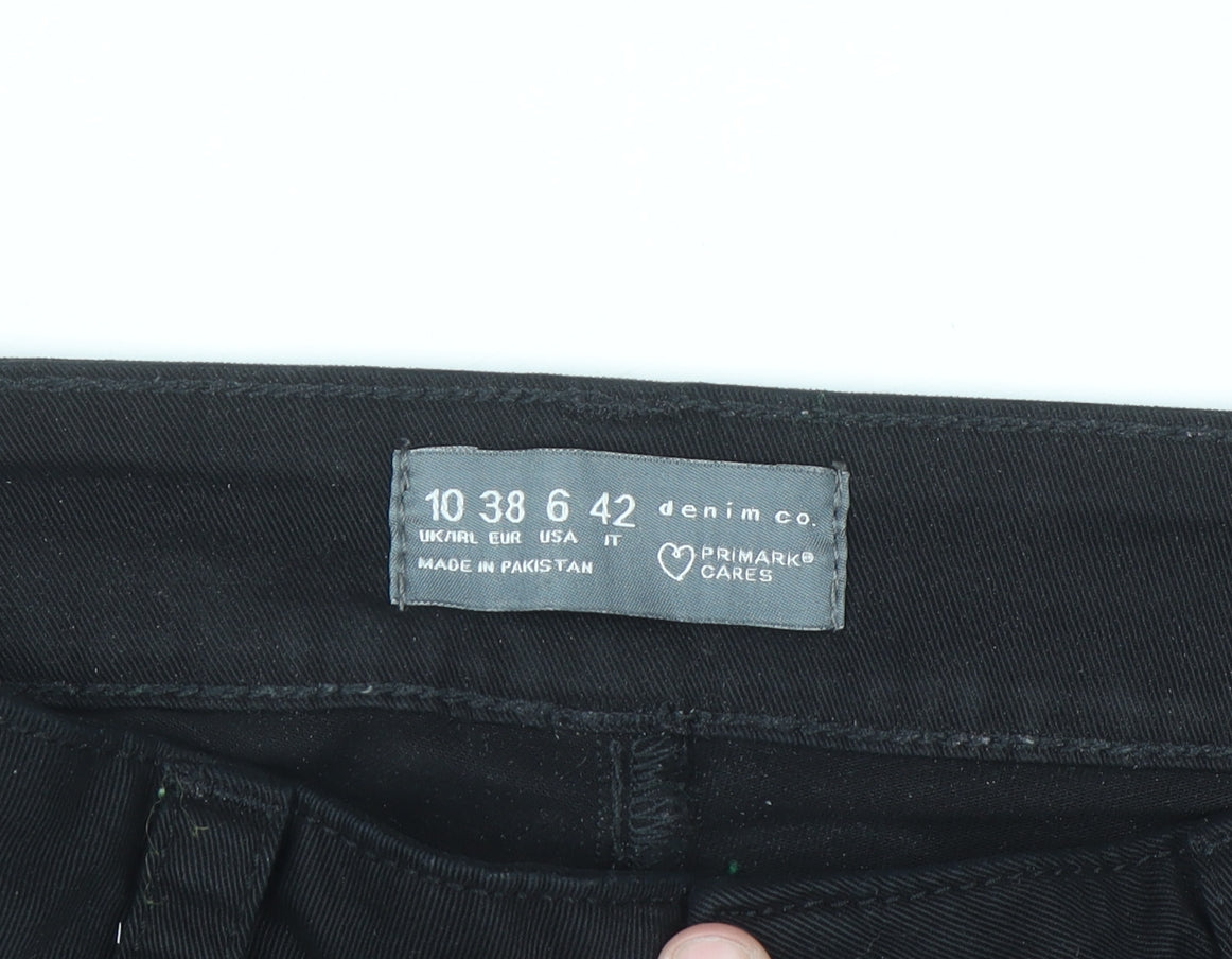 Primark Women Black Straight Leg Denim Jeans Size 10 Regular Fit