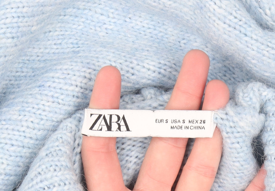 Zara Women Blue Roll Neck Long Sleeve Knit Jumper Size S